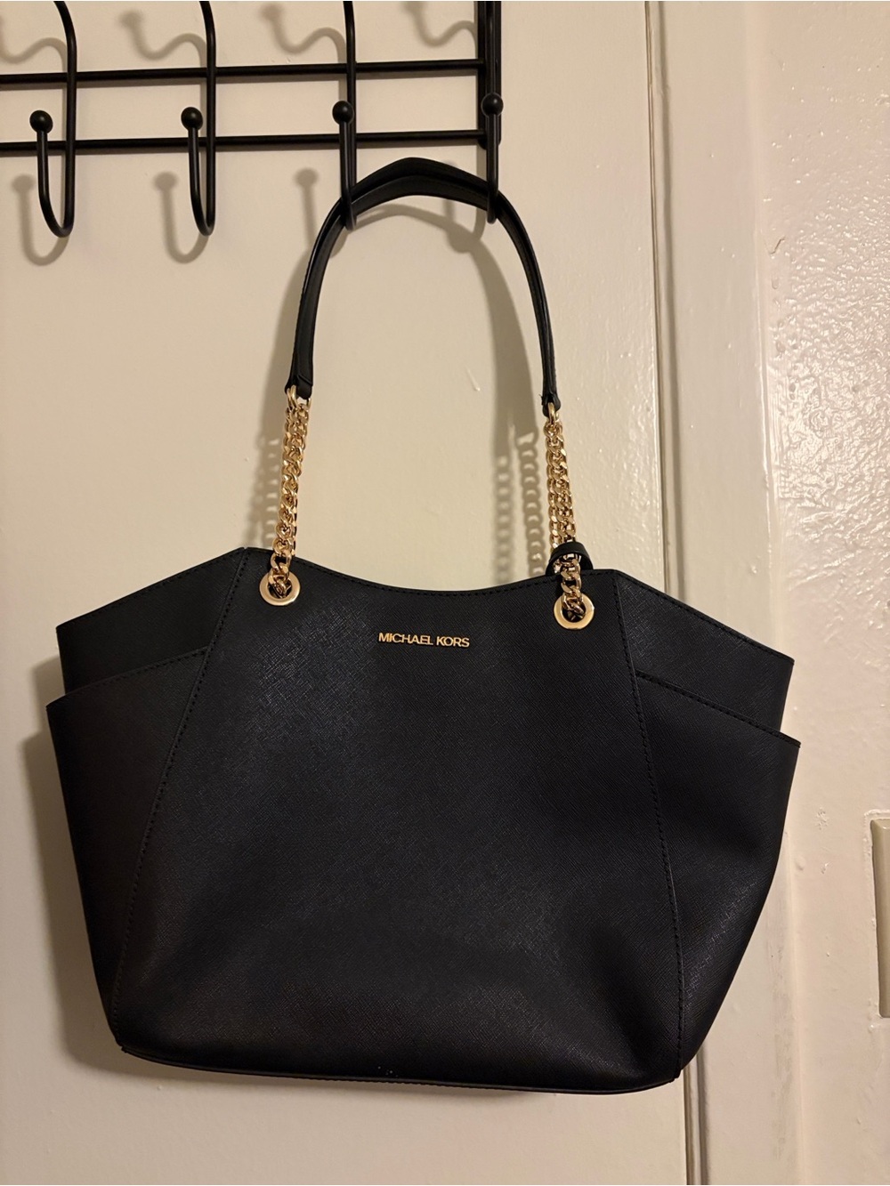 Michael Kors Black Saffiano Tote with Gold Hardware